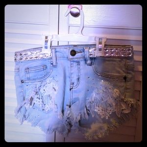 EUC Machine Jean Shorts with Bling